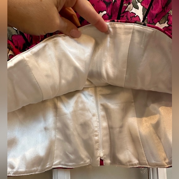 White House Black Market Y2K Chic Floral Fuchsia Ivory Corset Bustier Size 2 XS - Picture 9 of 14